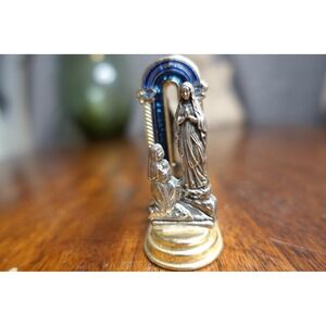 Our Lady of Lourdes metal mini souvenir 2.5 inches X 1 inch stamped Italy